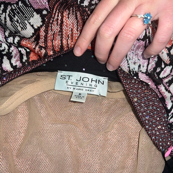 St. John evening halter top. Pink and black. Backless. Bejeweled. small/petite - Picture 10 of 13